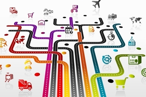 Abstract illustration with logistics infrastructure